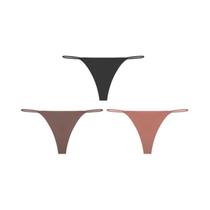 Calcinhas Tanga Sem Costura De Cintura Baixa 3 Peças Com Alça Fina, Alta Flexibilidade E Conforto