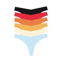 Calcinhas Ultra Finas Sem Costura Para Mulheres, 6PCS, G-String Com Cintura Em V, Cores Dopamina,