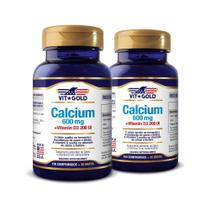 Cálcio 600 mg com Vit. D3 Vitgold Kit2x 100 comprimidos