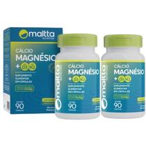 Cálcio com Magnésio Vitaminas D3 e K2 90caps Maltta Kit 2 Frascos