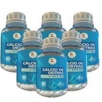 Cálcio De Ostra - 60 Caps 500Mg Kit Com - 6 Potes