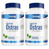 Cálcio de Ostras c/ Vit D 120cps 750mg Duom Kit 2 Frascos