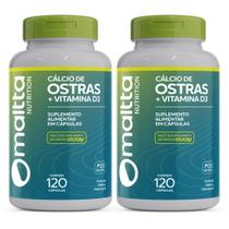 Cálcio de Ostras com Vitamina D3 120caps Maltta Kit 2 Frascos