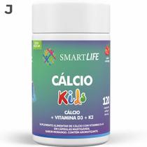 Cálcio Kids Suplemento 120 Cápsulas Mastigáveis 600mg Vitamina D3 e K2 - Smart Life