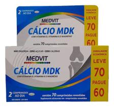 Cálcio Mdk Medvit Nova Fórmula - 70 Comprimidos Revestidos