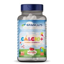 Cálcio + vitamina k2 + vitamina d3 kids 90 cápsulas mastigáveis morango grancaps