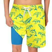 Calções de banho BFUSTYLE Boy Yellow Shark Compression 10-12T Calções de banho BFUSTYLE Boy Yellow Shark Compression 10-12T