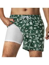 Calções de banho BRISIRA, forro de compressão masculino Quick Dry 5 cm
