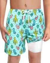 Calções de banho LUCOWEE Cactus Ice Green Boys tamanho 7-8 com UPF 50+
