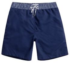 Calções de banho maagic masculinos Quick Dry Solid com forro de malha azul marinho