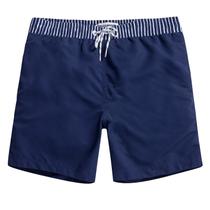 Calções de banho maagic masculinos Quick Dry Solid com forro de malha azul marinho