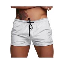 Calções De Banho Masculinos De Secagem Rápida Com Bolsos Com Zíper, Forro De Malha, Shorts De Praia