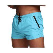 Calções De Banho Masculinos De Secagem Rápida Com Bolsos Com Zíper, Forro De Malha, Shorts De Praia