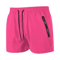 Calções De Banho Masculinos De Secagem Rápida Com Bolsos Com Zíper, Forro De Malha, Shorts De Praia