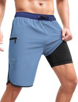 Calções de banho SILKWORLD 2 em 1, roupa de banho masculina Quick Dry