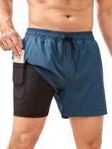 Calções de banho SILKWORLD Copenhagen Blue para homens com forro XL