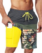 Calções de banho SURF CUZ 9", compressão, secagem rápida e bolsos com zíper