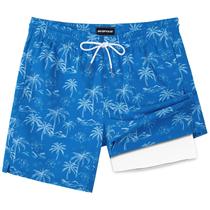 Calções de banho SURF CUZ Blue Palm 7" Compression Liner XL