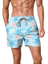 Calções de banho Verdusa com estampa de leopardo, cordão, cintura, azul, masculino Calções de banho Verdusa com estampa de leopardo, cordão, cintura, azul, masculino