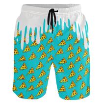 Calções de banho Wamika Ice Cream Turquoise Pizza para homens Calções de banho Wamika Ice Cream Turquoise Pizza para homens