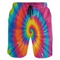 Calções de banho Wamika Tie Dye Rainbow Quick Dry para homens GG Calções de banho Wamika Tie Dye Rainbow Quick Dry para homens GG