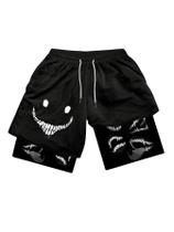 Calções de ginástica GORGLITTER 2 em 1 com estampa de anime Quick Dry para homens