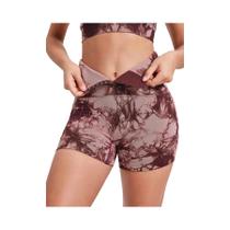 Calções Femininos Tie Dye de Cintura Alta - Sem Costura, Levantamento de Bunda, para Corrida e Verão Calções Femininos Tie Dye de Cintura Alta - Sem Costura, Levantamento de Bunda, para Corrida e Verão