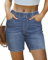 Calções jeans luvamia jeans Pull On Mid Rise azul índigo para mulheres