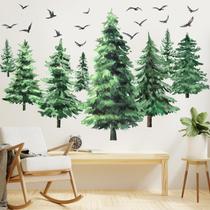 Calcomanías de Pared de Árbol de Pino en Acuarela Qilery 80x39 cm 3 piezas