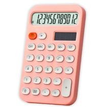 Calculadora 12 Digitos Rosa Solar/Bateria Dexin KK968 Visor LCD
