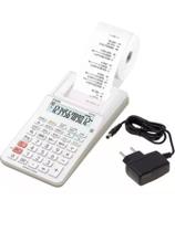 Calculadora Básica Casio HR-8RC Branca com Bobina de Impressão e Fonte Bivolt