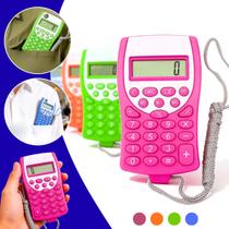 Calculadora Colorida Portátil 8 Dígitos com Cordão Mini Calculadora Escolar De Bolso Leve Prática Com Bateria