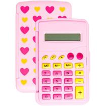 Calculadora de bolso 8 dig. rosa flip flor c/bat.