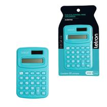 Calculadora de bolso 8 digitos colorida azul - letron