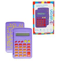 Calculadora de bolso 8 digitos flip estampa pets - letron