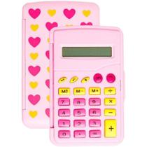 Calculadora de Bolso 8 Dígitos Rosa Flip Flor com Bateria