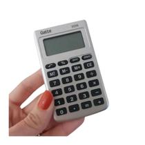 Calculadora de Bolso e Mesa Cinza Teclas Macias 08 Dígitos Bateria AG10 - Gatte Escolar Escritório Calculos