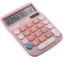 Calculadora de mesa 12 dig. visor lcd sol/bat rosa - ELGIN
