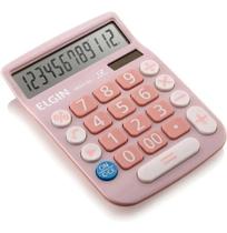 Calculadora De Mesa 12 Dígitos Solar Bateria Lcd Elgin - Rosa - MV4130