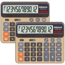 Calculadora de mesa com tela LCD extra grande de 5 polegadas Calculadora contábil de 12 dígitos com botão de resposta gigante, alimentada por bateria e energia solar, perfeita para uso diário em escritórios, negócios e residências (6815 Gn a 2 unidades)