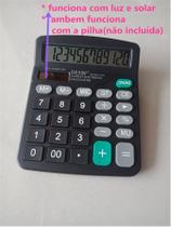 Calculadora de mesa eletrônico 12 dígitos solar e pilha - telintec