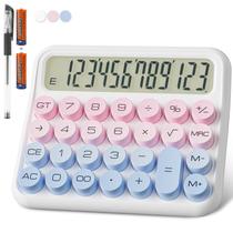 Calculadora DECKLIT: display LCD mecânico de 12 dígitos azul e rosa