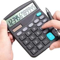 Calculadora Digital Preto 12 Dígitos Display LCD, Dupla Alimentação Solar AA