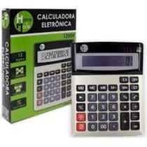 Calculadora eletronica 12 digitos a pilha / solar 19x15cm - HM COMERCIO