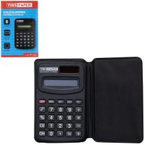 calculadora eletronica 8 digitos de bolso com capa yins paper a bateria / solar 10,6x6,7cm