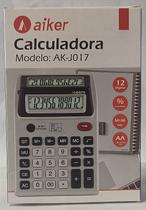 Calculadora Eletrônica Aiker AK-J017 com 12 Dígitos e Duplo Visor