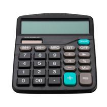 Calculadora Eletrônica de Mesa: Teclas Grandes, 12 Dígitos, Funciona a Pilha, Para Escritório Comercial e Uso Doméstico