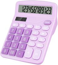 Calculadora HUTUDD Roxa de 12 Dígitos com LCD Grande e Alimentação Dupla Calculadora HUTUDD Roxa de 12 Dígitos com LCD Grande e Alimentação Dupla
