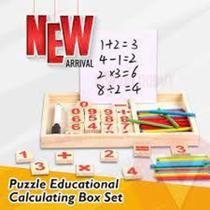 Calculadora Infantil Educativa Caixa de cálculo de matemática de madeira Calculating Box 36Pç - ESCO