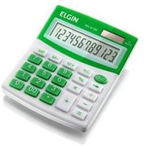 Calculadora Mesa Elgin Mv4126 12 Díg Solar/Bateria G10 12,5x10x1,5cm 150g Branco/Verde